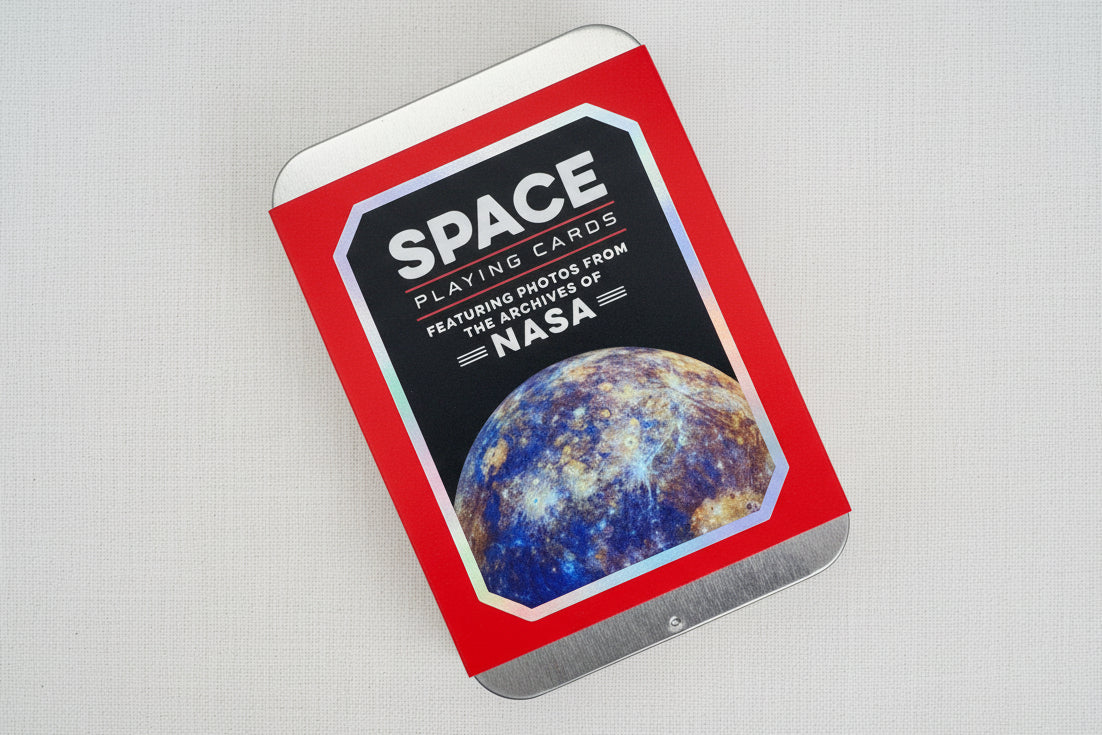 Space-themed playing cards with NASA photos