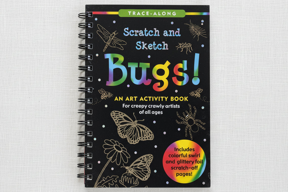 Art activity book titled 'Scratch and Sketch Bugs'