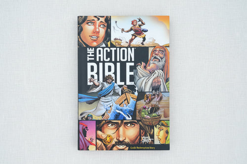 Load image 1 in gallery view. Cover of 'The Action Bible' with illustrated characters 