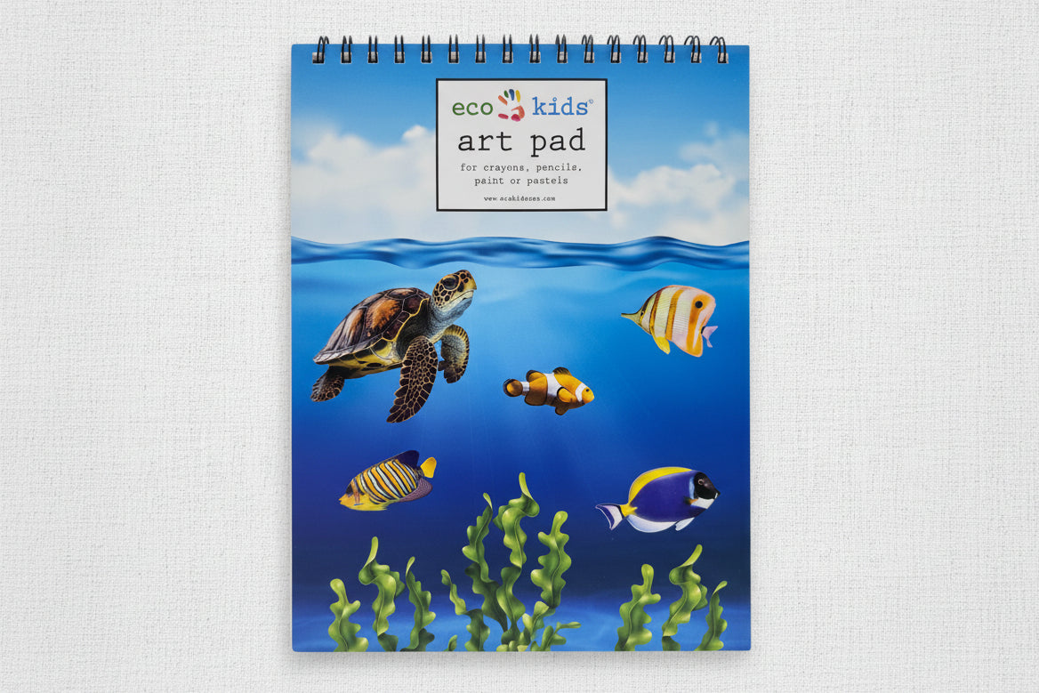 Art pad with ocean design featuring a turtle and fish