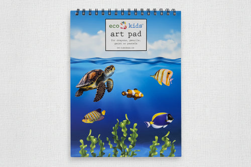 Load image 1 in gallery view. Art pad with ocean design featuring a turtle and fish