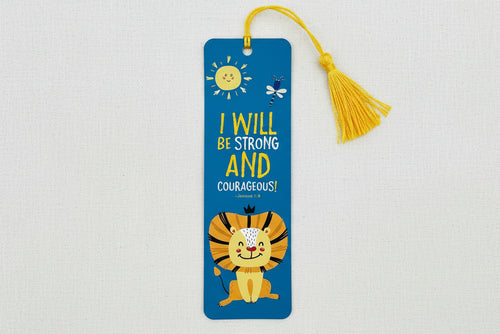 Load image 1 in gallery view. Bookmark with a lion  illustration and scripture 