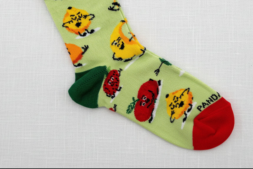 Colorful socks with fruit pattern