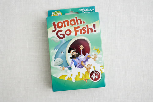 Load image 1 in gallery view. Card game packaging titled 'Jonah, Go Fish!' 