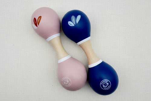 Load image 1 in gallery view. Two maracas, one pink and one blue