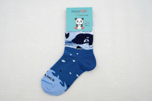 Load image 1 in gallery view. Blue whale-themed socks