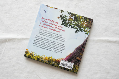 Load image 1 in gallery view. Back cover of a book with text and illustration of a tree and sky