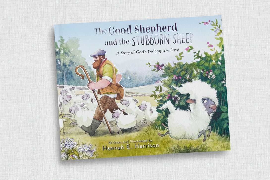 Book cover of 'The Good Shepherd and the Stubborn Sheep' with a shepherd and sheep illustration.