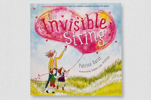 Load image 1 in gallery view. Book cover of 'The Invisible String' with a colorful illustration of a family and heart-shaped string.