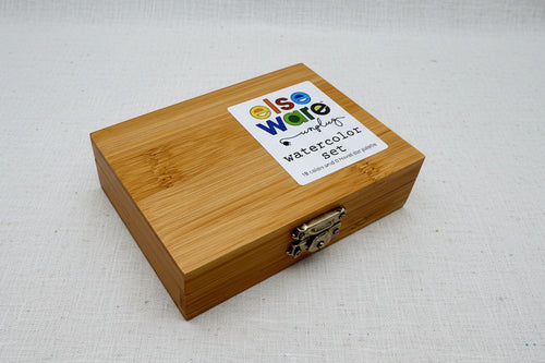 Load image 1 in gallery view. Wooden box with watercolor paint set