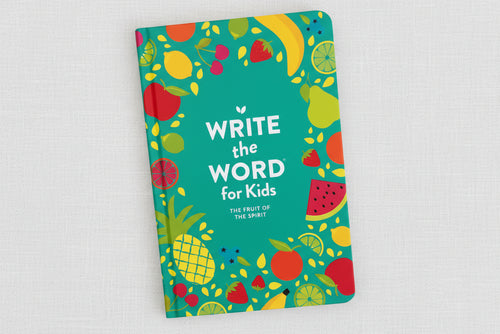 Load image 1 in gallery view. Notebook with colorful fruit design and text 